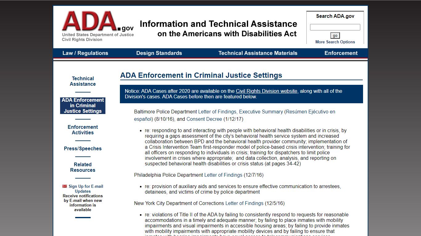 ADA Criminal Justice Enforcement